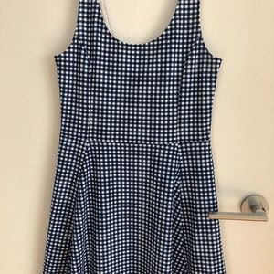 Blue and white gingham dress